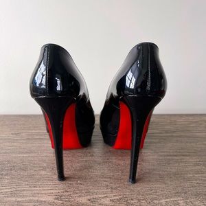 CHRISTIAN LOUBOUTIN Black Patent Platform Heel. Size 36.5